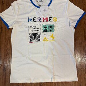 Women's Hermès T-Shirt Paris Fashion White Size EUR 54 BNWT
